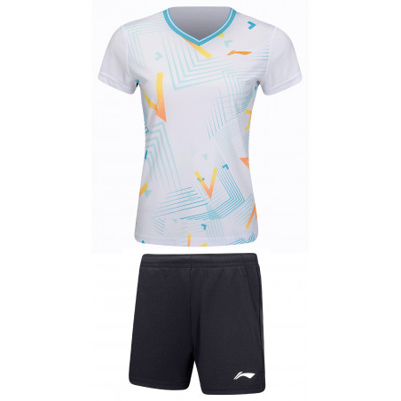 Dámsky športový set Li-Ning bielo-čierny - tričko + kraťasy